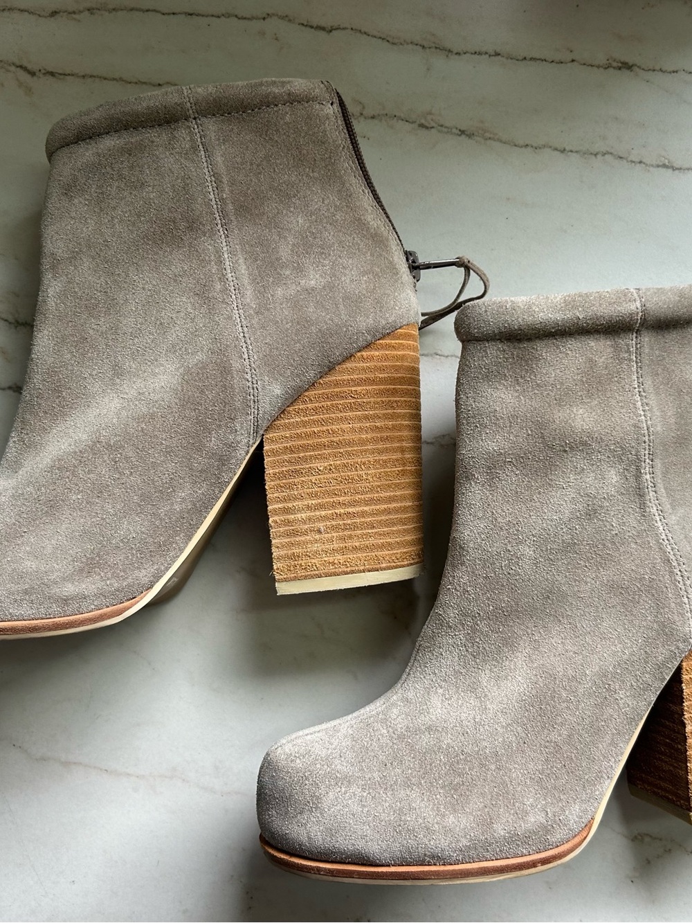 Jeffrey Campbell Taupe Havana Rumble Block Heeled Suede Booties